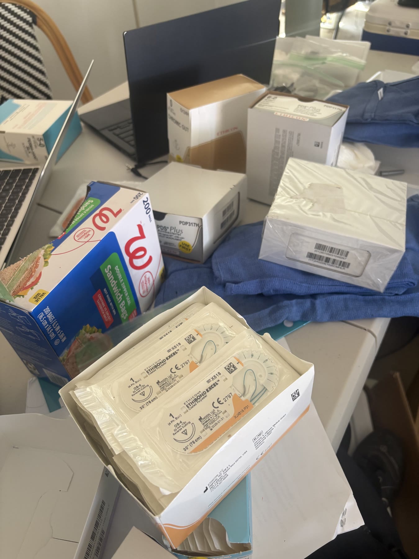 MedRecycle supplies sorted on a work table